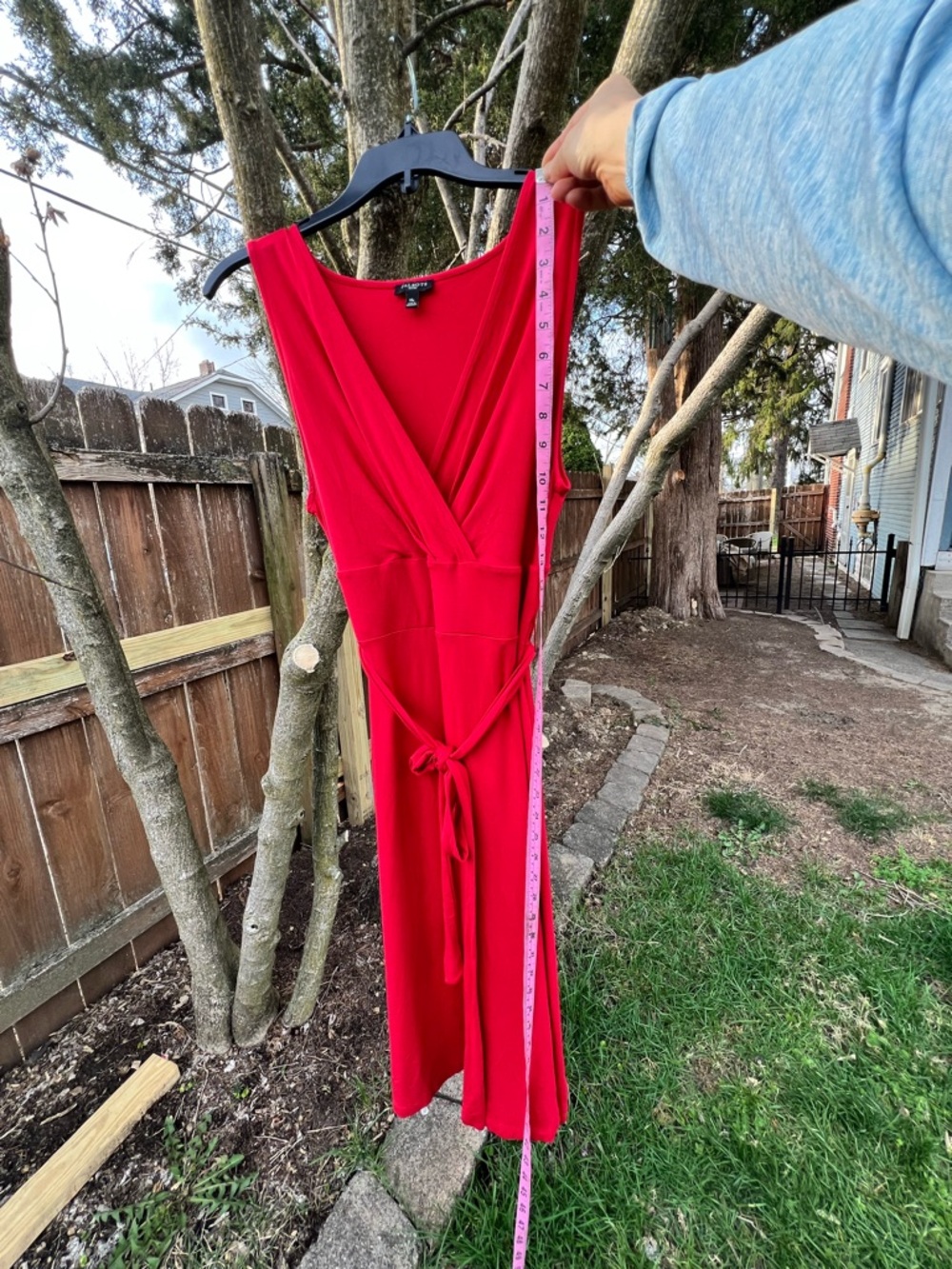 NWOT Elegant Flowy Talbots Petites Red Belted Surplice Dress Sleeveless MP Chic - Picture 12 of 17